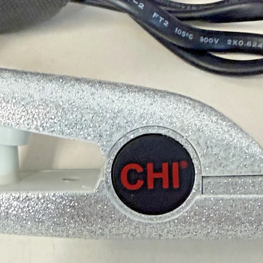 CHI Hair Straightener Flat Iron Silver Glitter 1 Inch Ceramic Plates Tested